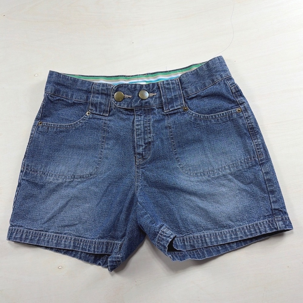 Bass GH Bass & Co Womens Blue Denim Shorts Size 6 Double Button 100% Cotton